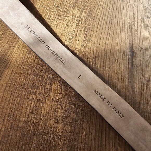 Brunello Cucinelli Gunmetal Buckle Crackled Leather Long Loop Pull Through Belt - Picture 8 of 14